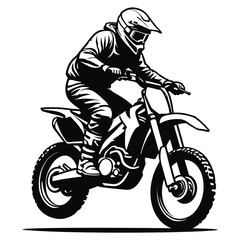 Naklejka premium Dynamic Motocross Rider Silhouette Performing a Jump on a Dirt Bike Thrilling Off Road Action