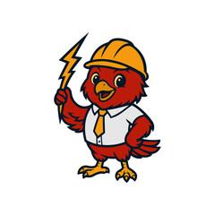 Red bird holding lightning