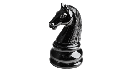 black knight chess piece on white background