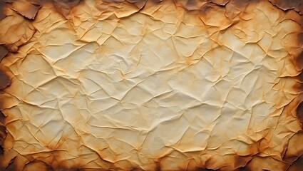 Old Parchment Texture with Crumpled Paper Effect,  Antique Paper Background with Brown Stains and Wrinkles