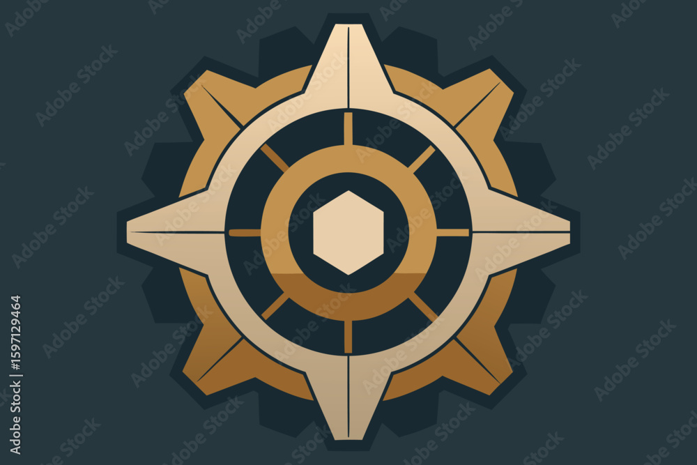 Poster abstract geometric cogwheel design with modern color scheme suitable for technology or innovation co