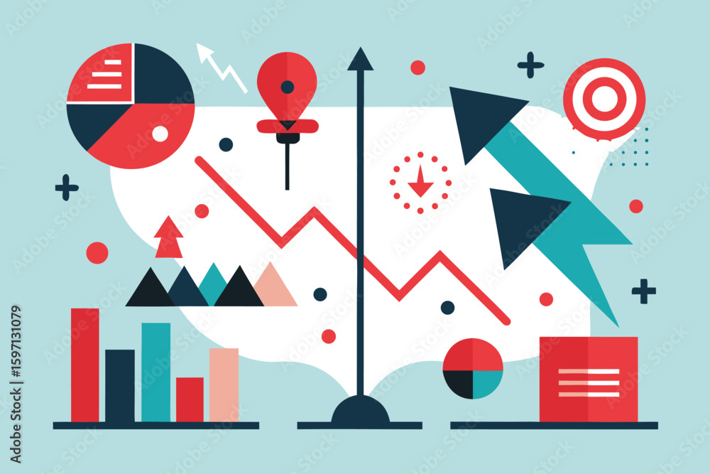 Aufkleber abstract illustration of business charts and graphs representing data analysis and financial growth 