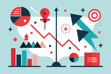 Obraz premium Abstract illustration of business charts and graphs representing data analysis and financial growth in a modern design