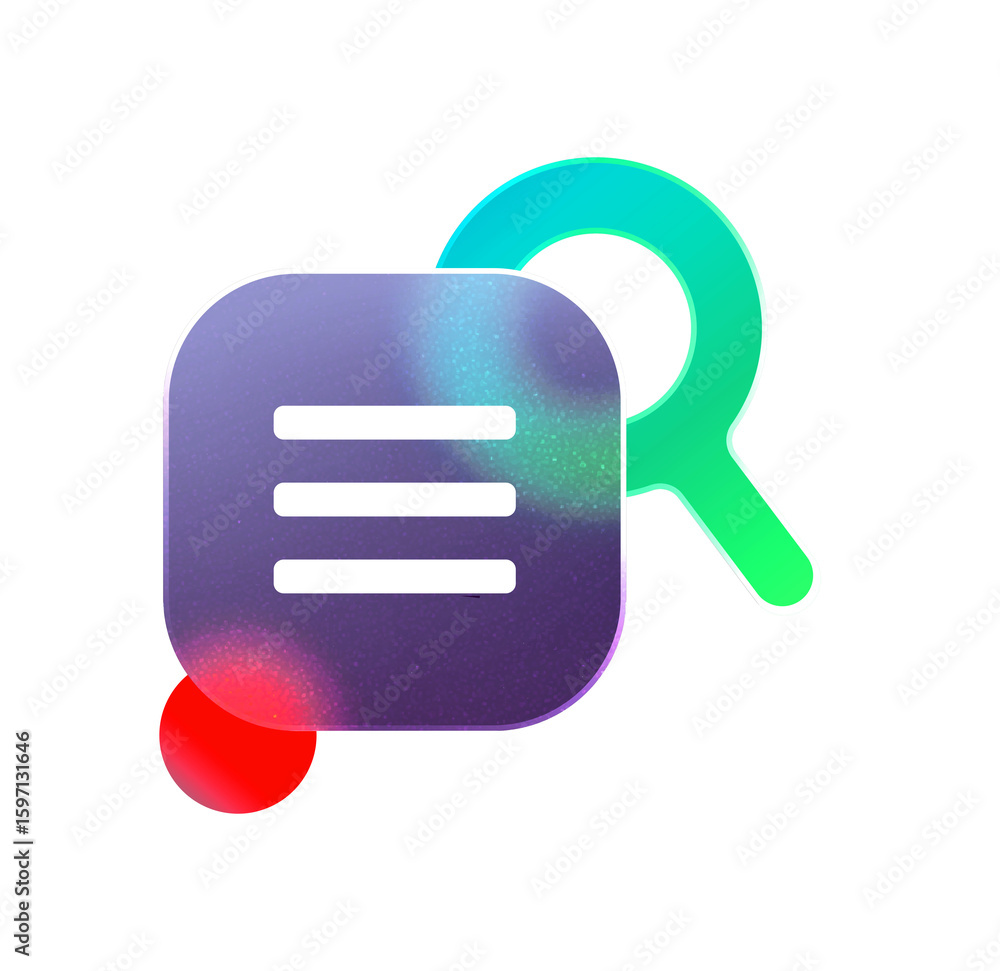 Aufkleber abstract gradient menu icon with search magnifier: modern app design element