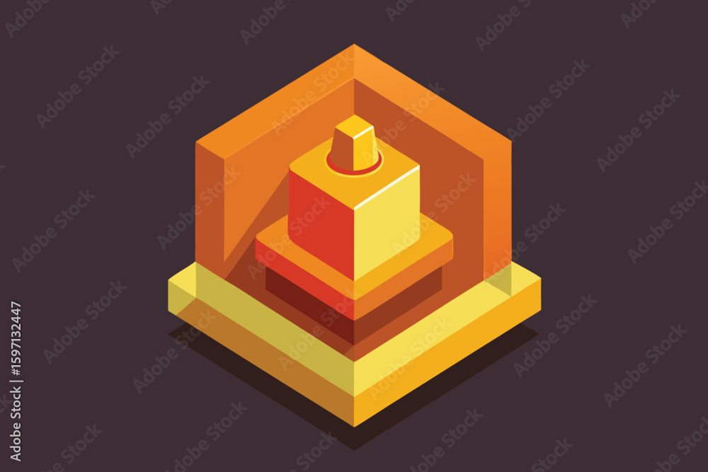 Aufkleber isometric orange and yellow geometric shape displaying a modern and abstract architectural structure