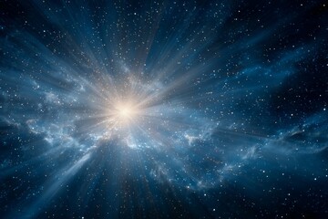 Shining light burst with starry sky