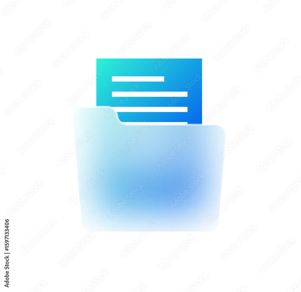 Poster modern blue gradient document folder icon: digital data storage concept