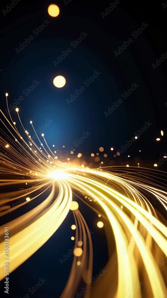 Poster abstract light trails streak across a dark backdrop, creating dynamic visual motion and modern desig