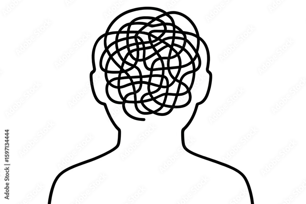 Poster neural pathways intersecting erratically, visualizing mental complexity, psychological disorder, cog
