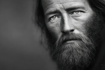 Obraz premium closeup portrait of american homeless mans face showcasing exaggerated expression of nostalgia