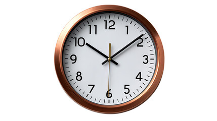 Classic oval wall clock with copper frame against black background