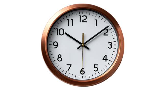 Classic oval wall clock with copper frame against black background