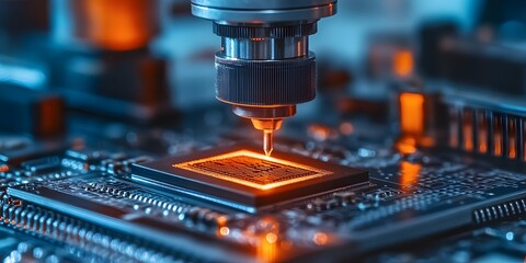 Laser etching microchip circuit board.