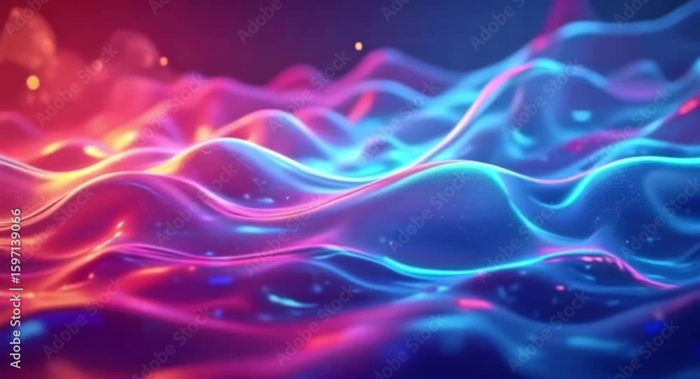 Poster abstract colorful waves flow smoothly in a mesmerizing animation loop