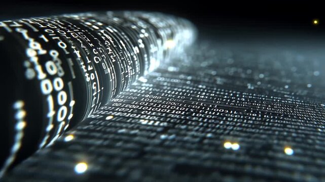 Digital Data Stream: Abstract Binary Code Visualization