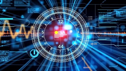 Futuristic technology interface with abstract data and digital elements animation - Powered by Adobe