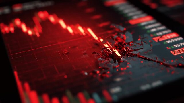 Stock Market Crash: Red Chart Plunging Through Broken Screen