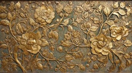 Gold floral emboss pattern design
