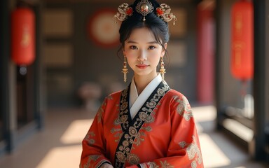 woman wearing ancient chinese hanfu. High quality