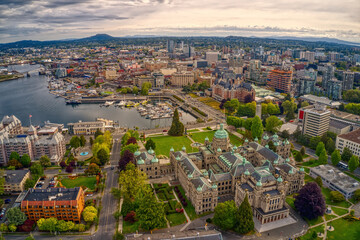Aerial View of Victoria, British Columbia during Summer