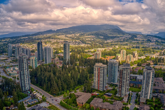 Aerial View of Coquitlam, British Columbia during Summer