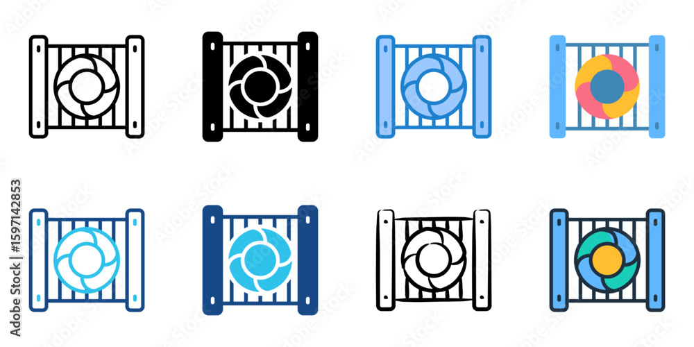 Poster radiator icon set multiple style collection
