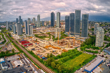 Aerial View of the Vancouver Suburb of Burnaby, British Columbia