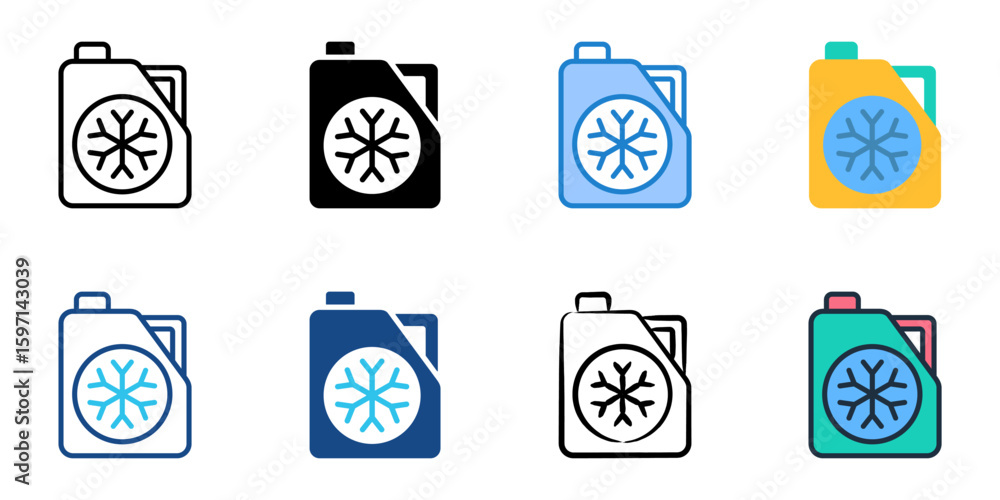 Poster coolant icon set multiple style collection