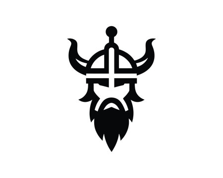 Fierce Viking Warrior Emblem in Bold Silhouette Style