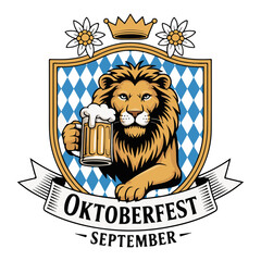 Heraldic Oktoberfest Lion Crest
