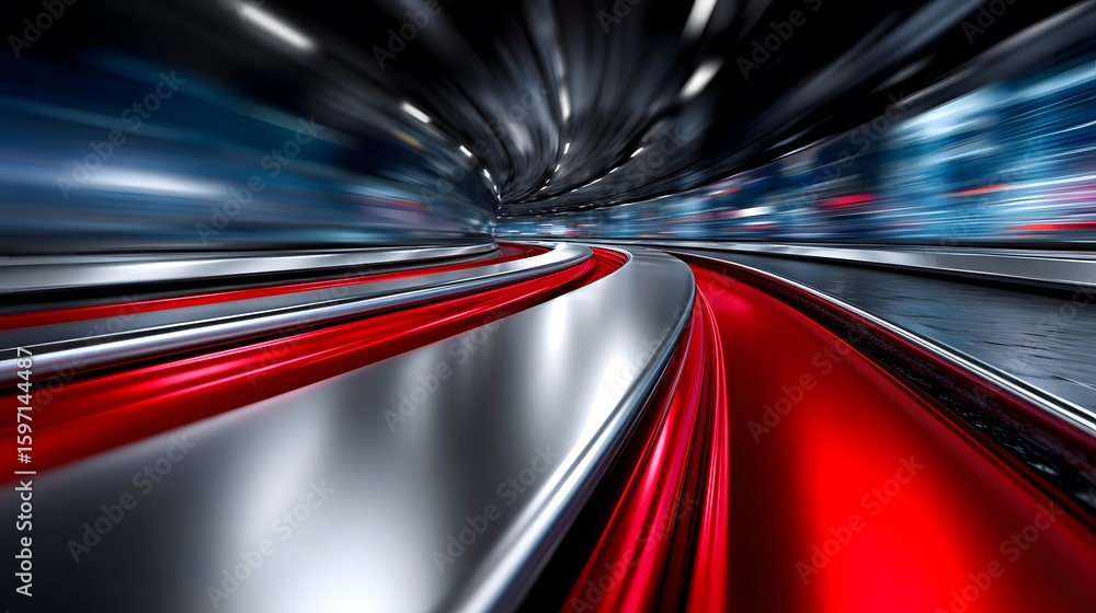 Poster dynamic light trails in a futuristic tunnel