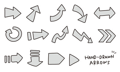 シンプルな手描き矢印セット（背景透過、PNG）