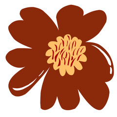 single red flower with yellow center