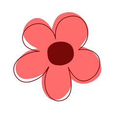 Single pink flower with red center