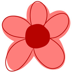 SIngle pink flat flower with cute style