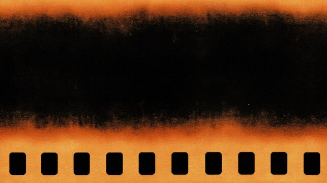 vintage burnt film strip frame with orange and black texture for overlays and retro edits