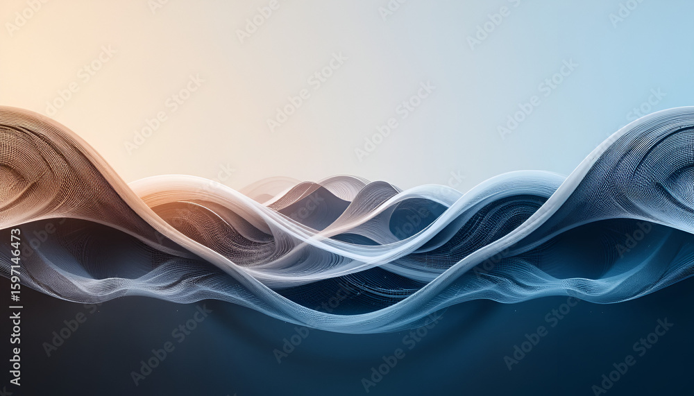 Poster abstract flowing waves with gradient light create a visually stunning and dynamic composition