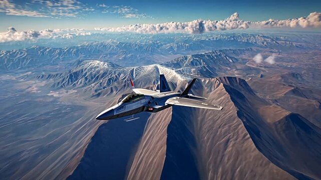 F-22 Raptor Soaring Above Majestic Mountains