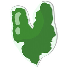 Obraz premium A bright green heart-shaped illustration with a white outline 