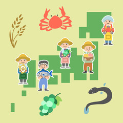 ふるさと納税の返礼品と生産者のイラスト