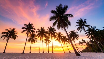 Obraz premium Tropical sunset silhouettes
