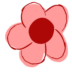 SIngle pink flower with red line