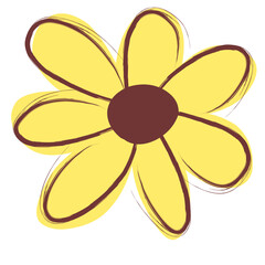 Single yellow flower with flat style