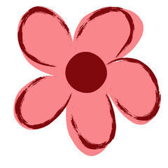 SIngle pink flower with flat style