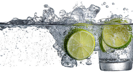 Minimalist Photo of Fizzy Water in Transparent Glass