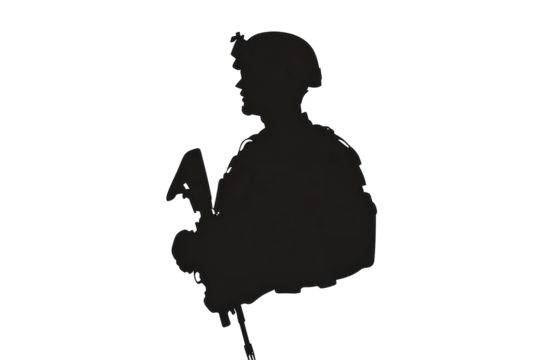 Soldier in uniform icon vector illustration isoleted on white background in silhouette .