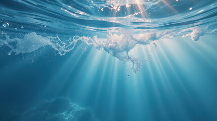 Underwater serenity sunlight dancing through ocean waves marine environment nature photography tranquil viewpoint calmness concept