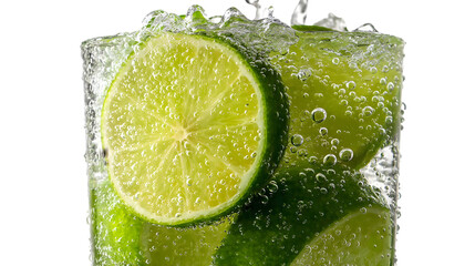 Cold Sparkling Mineral Water in Glass – Isolated Image