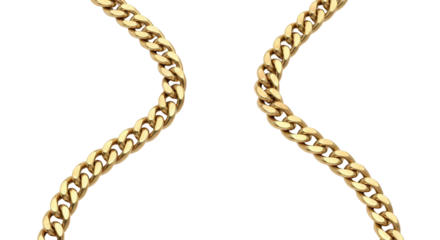 Two golden chains isolated on white background
