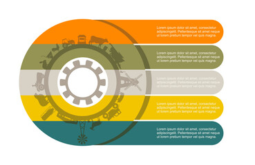 Agricultural icons with five features or option of project to select. Minimal infographic illustration for business information visualization. Eco products.